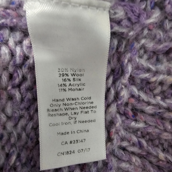 Talbots Tweed Turtleneck Wool Silk Mohair Chunky Knit Purple Preppy Sweater XL - Picture 5 of 6